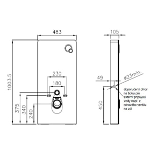 Glass bâti-support pour WC suspendu, hauteur 100,3 cm, double chasse 3/6 L, blanc (SATAMGW)