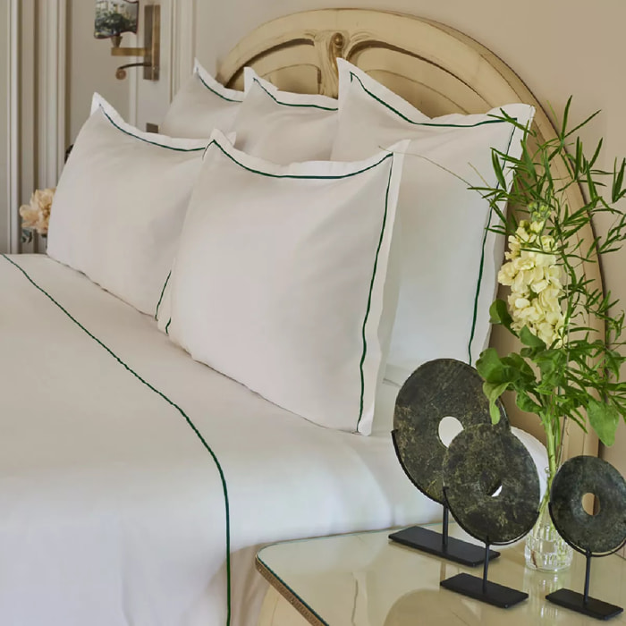 Lot h.couette +taies Palace bourdon vert bleu