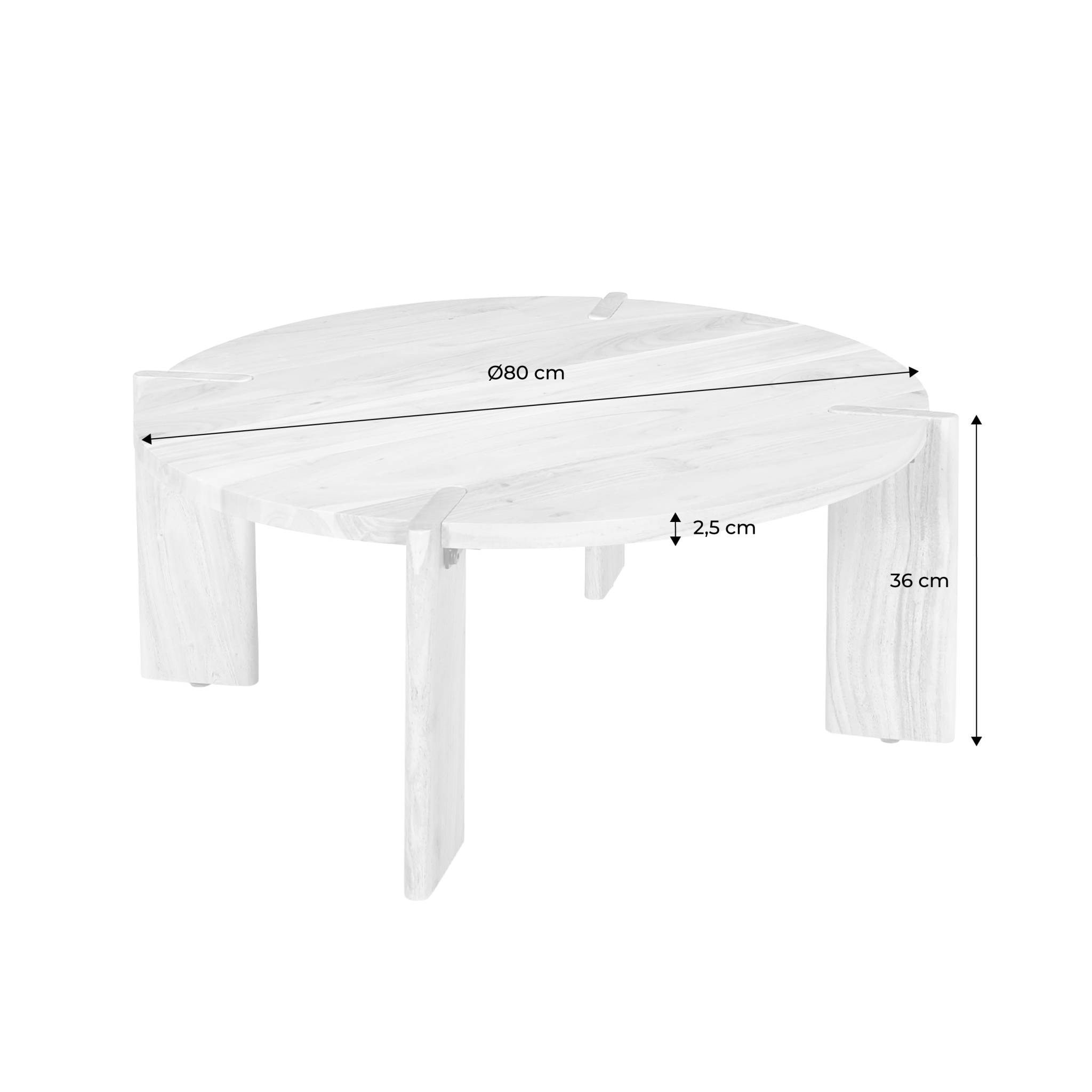 Table basse ronde en bois de manguier massif noyer 80 cm - Reva