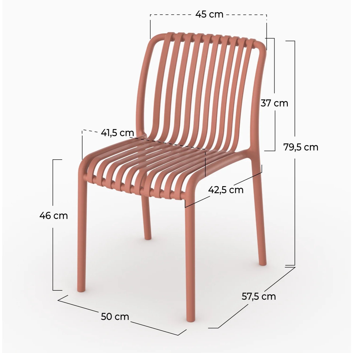 Lot de 2 chaises de jardin empilables en plastique terracotta - Duli