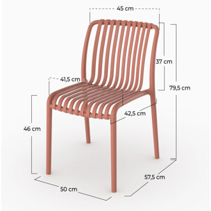 Lot de 2 chaises de jardin empilables en plastique terracotta - Duli