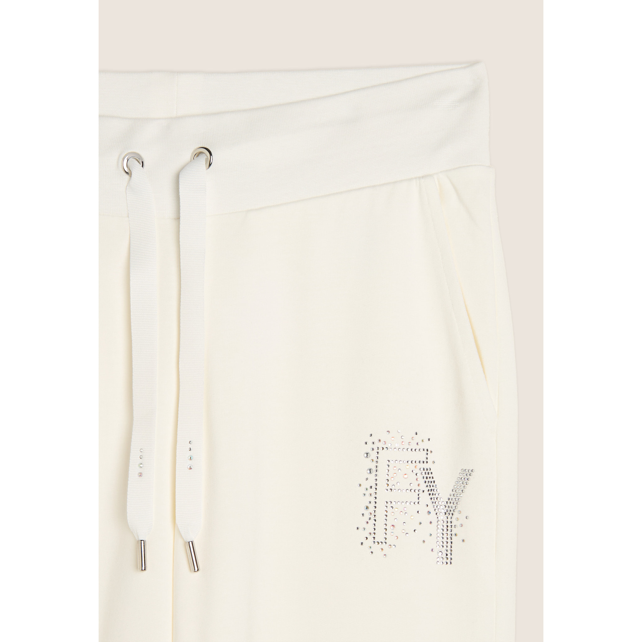 Pantaloni Sportivi con Polsini in Costina e Strass