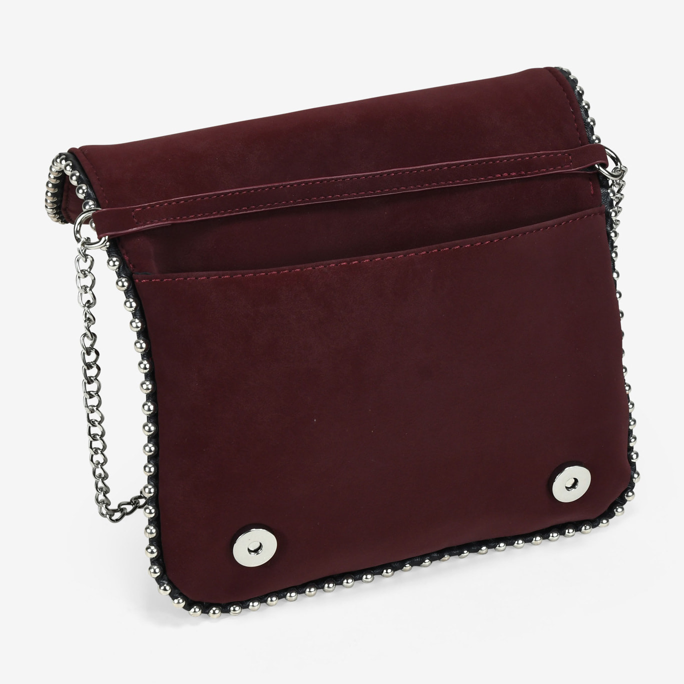 Bolso de hombro burdeos con cadena