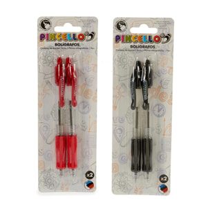 PACK 6UDS EN  SET 2 BOLIGRAFOS PULSADOR SURT 3 COL