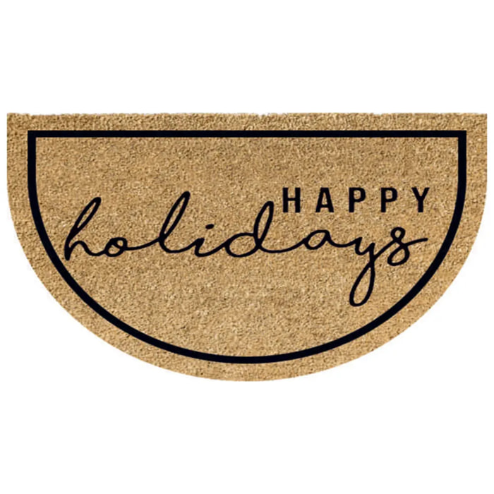 Zerbino Natalizio HAPPY HOLIDAYS per ingresso casa in fibra di cocco