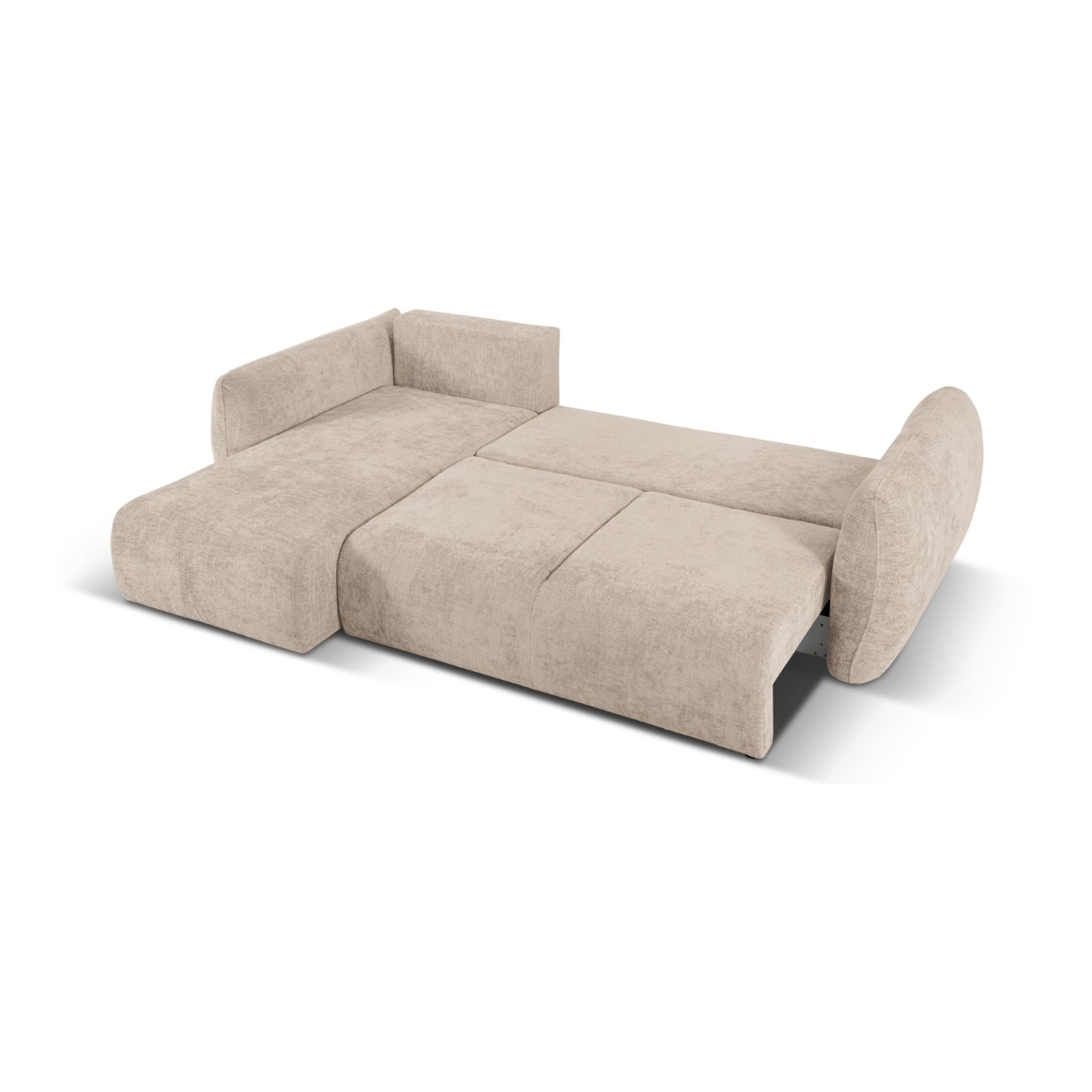 Canapé d'angle gauche convertible avec coffre de rangement "Matera" 4 places en chenille beige