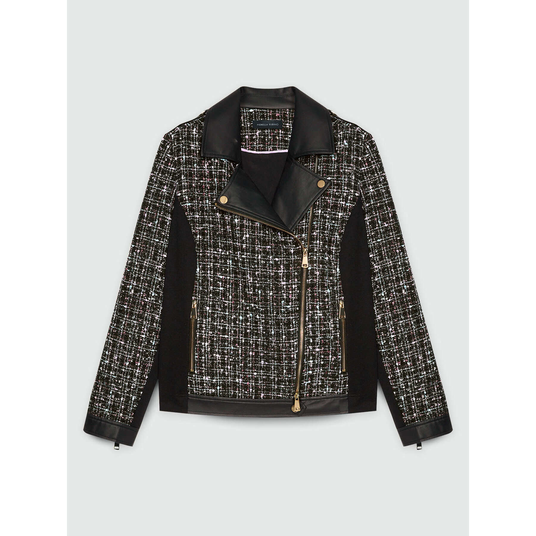 Fiorella Rubino - Chaqueta motera de tweed - Negro