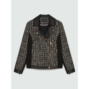 Fiorella Rubino - Chaqueta motera de tweed - Negro