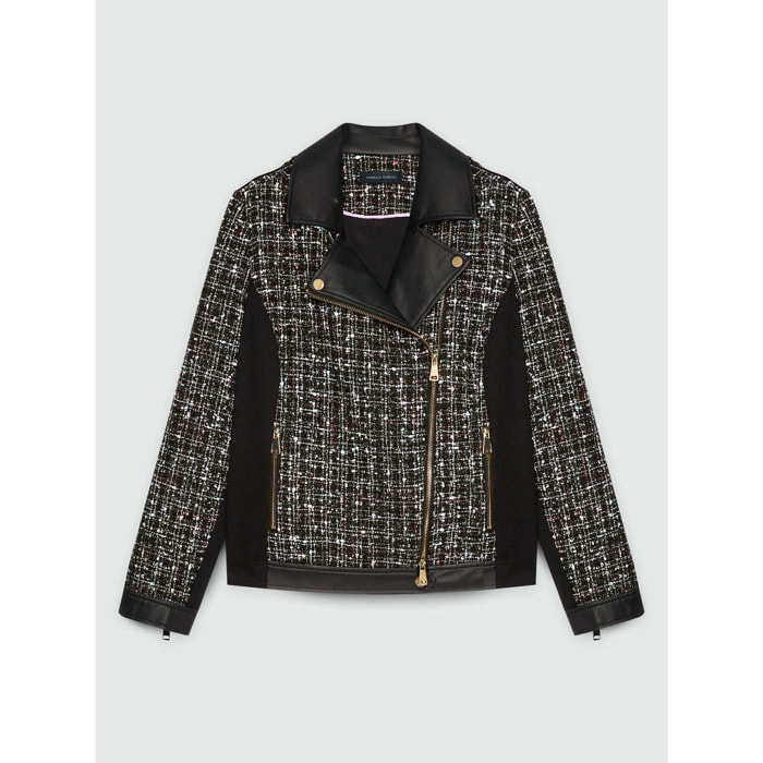 Fiorella Rubino - Chaqueta motera de tweed - Negro