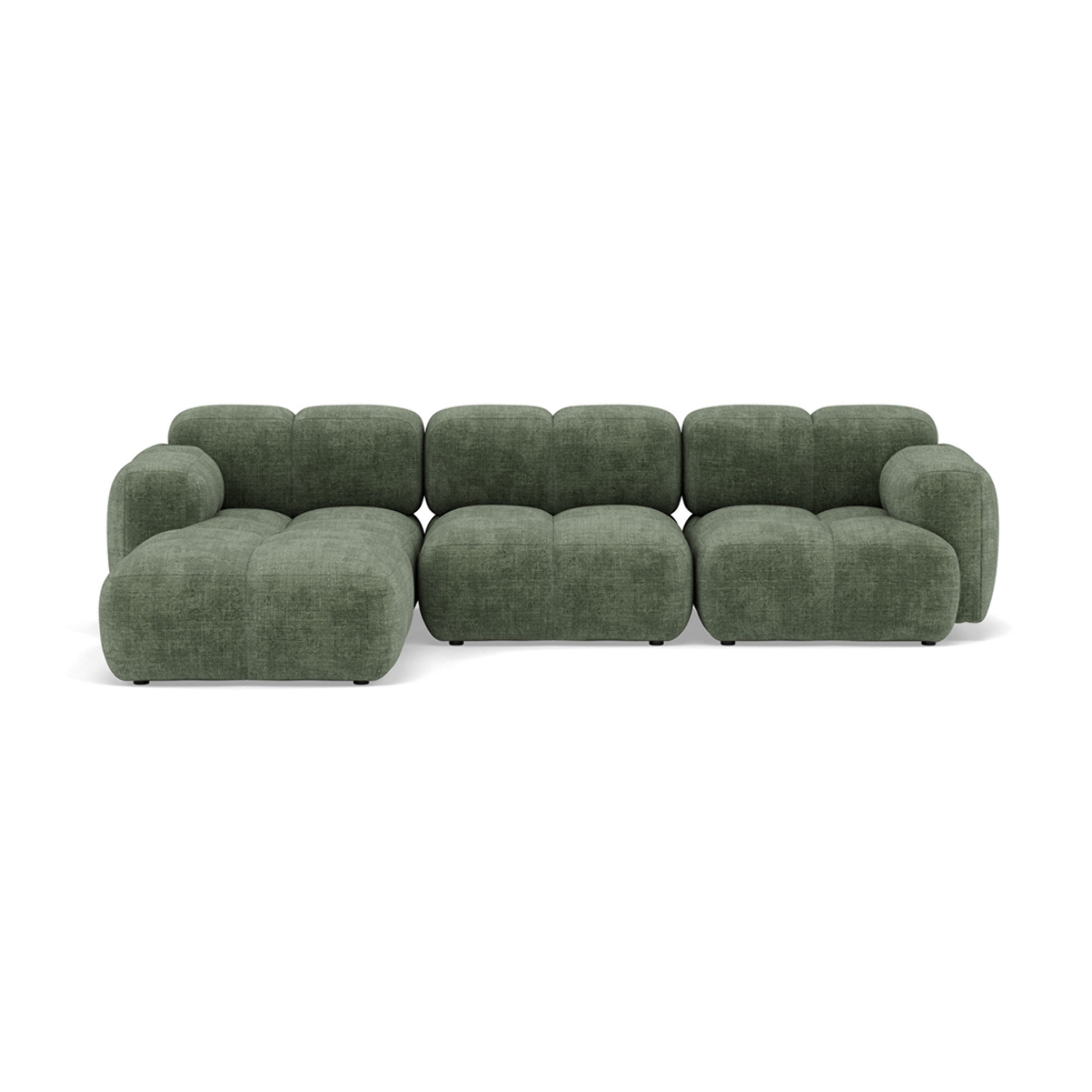 Grace - canapé modulable d'angle réversible 4 places en velours texturé - Vert sauge