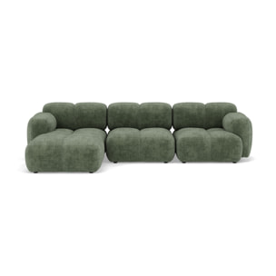 Grace - canapé modulable d'angle réversible 4 places en velours texturé - Vert sauge