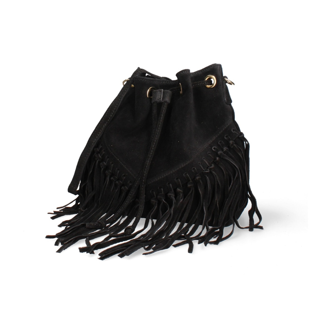 Borsa a secchiello da donna Made in Italy - Modello Umbria Plus - Pelle scamosciata - 25.0 x 22.0 x 13.0 cm