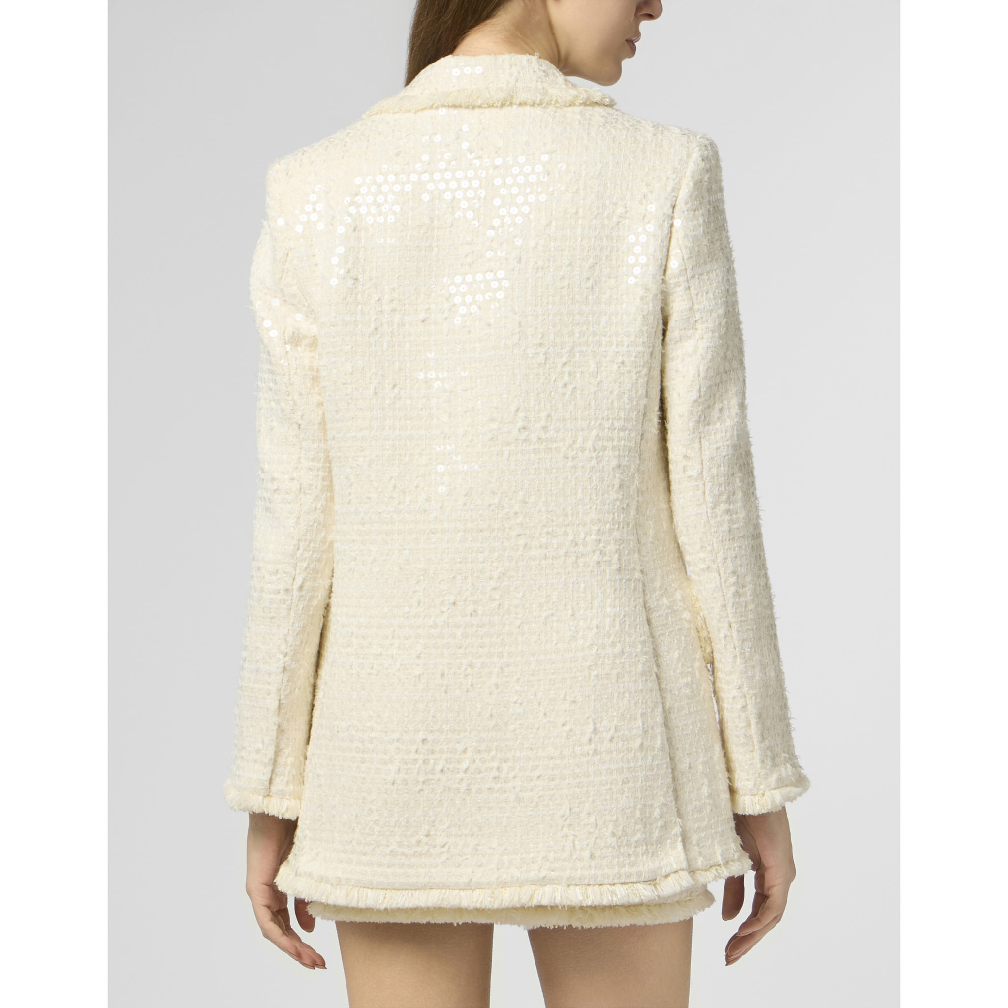 PHILIPP PLEIN Tweed Boyfriend's Fit Blazer Paillettes