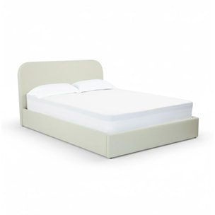 Lit double avec coffre 160x200 cm en tissu gris/beige - Tilly