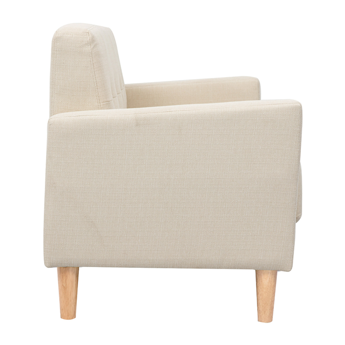 Canapé scandinave 2 places en tissu beige et bois clair MOON