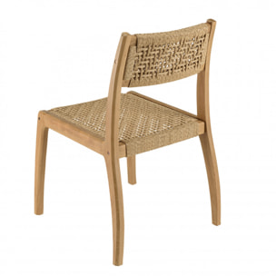 VALERIA - Lot de 2 chaises jardin teck rotin synthétique tressé beige