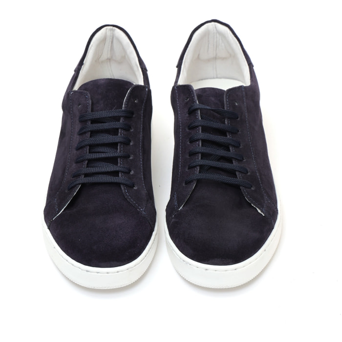 Sneakers stringate in camoscio Blu