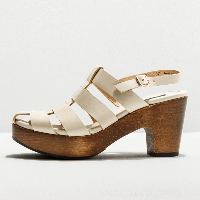 Sandalias con tacón S3271 RESTORED SKIN CREAM/ ST.LAURENT SANDAL color Cream
