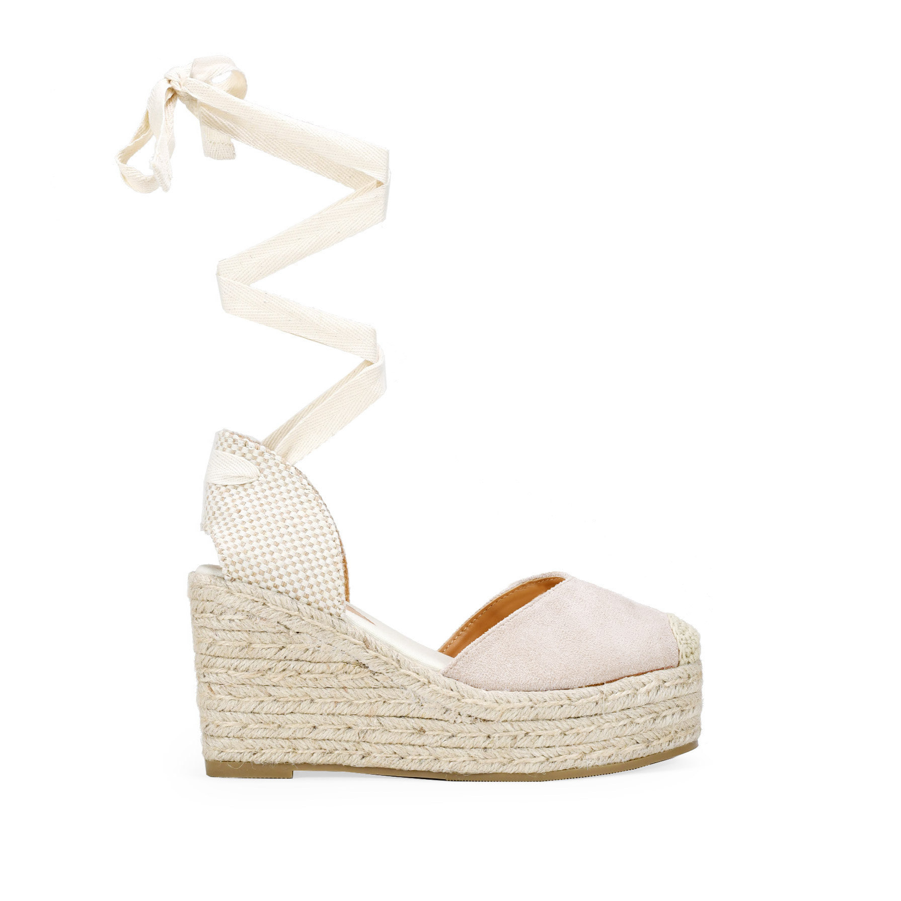 Alpargatas beige con cuña de esparto