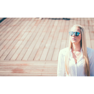 Gafas de sol OCEAN SAN MARINO - Negro mate con patillas de metal dorado y / Plana revo azul cielo