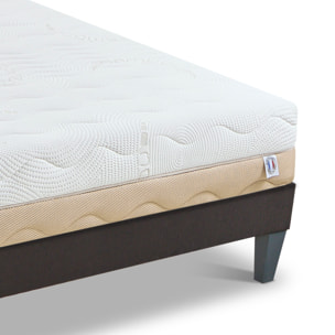 Ensemble Matelas Leman & Sommier KIT15, 25 cm, Mousse Supersoft Haute Résilience, Technologie Tri-Lattes, Soutien Medium