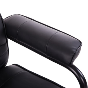 Fauteuil de massage et relaxation électrique pivotant inclinable avec repose-pied revêtement synthétique noir