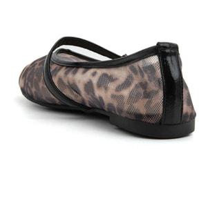 Ballerina leopard mesh con cinturino - NERO