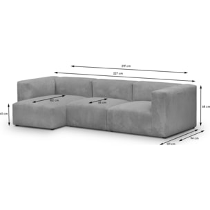 Canapé d'angle à gauche modulable 4 places en velours côtelé - MODULO