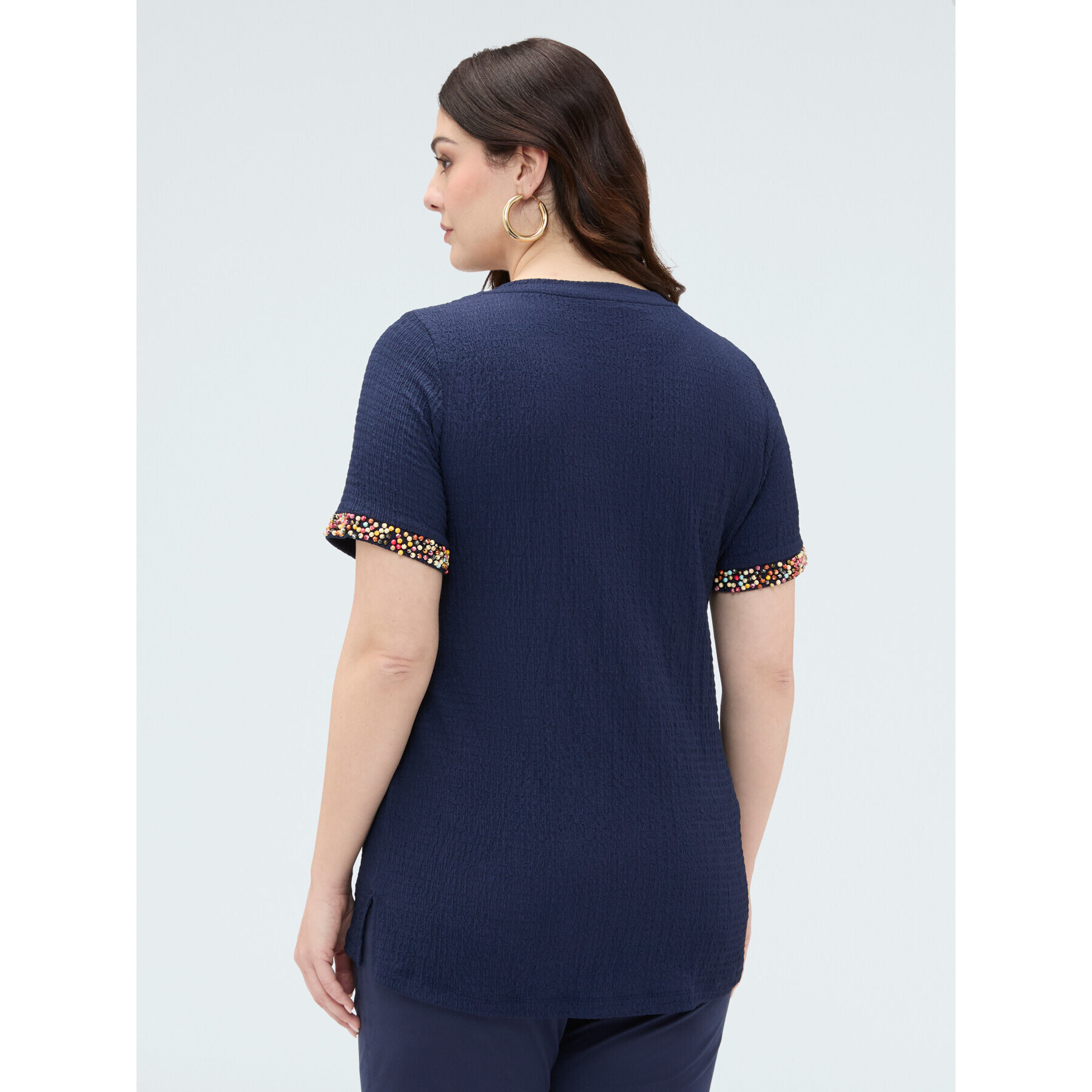 Fiorella Rubino - Camiseta de punto con cuentas - Azul