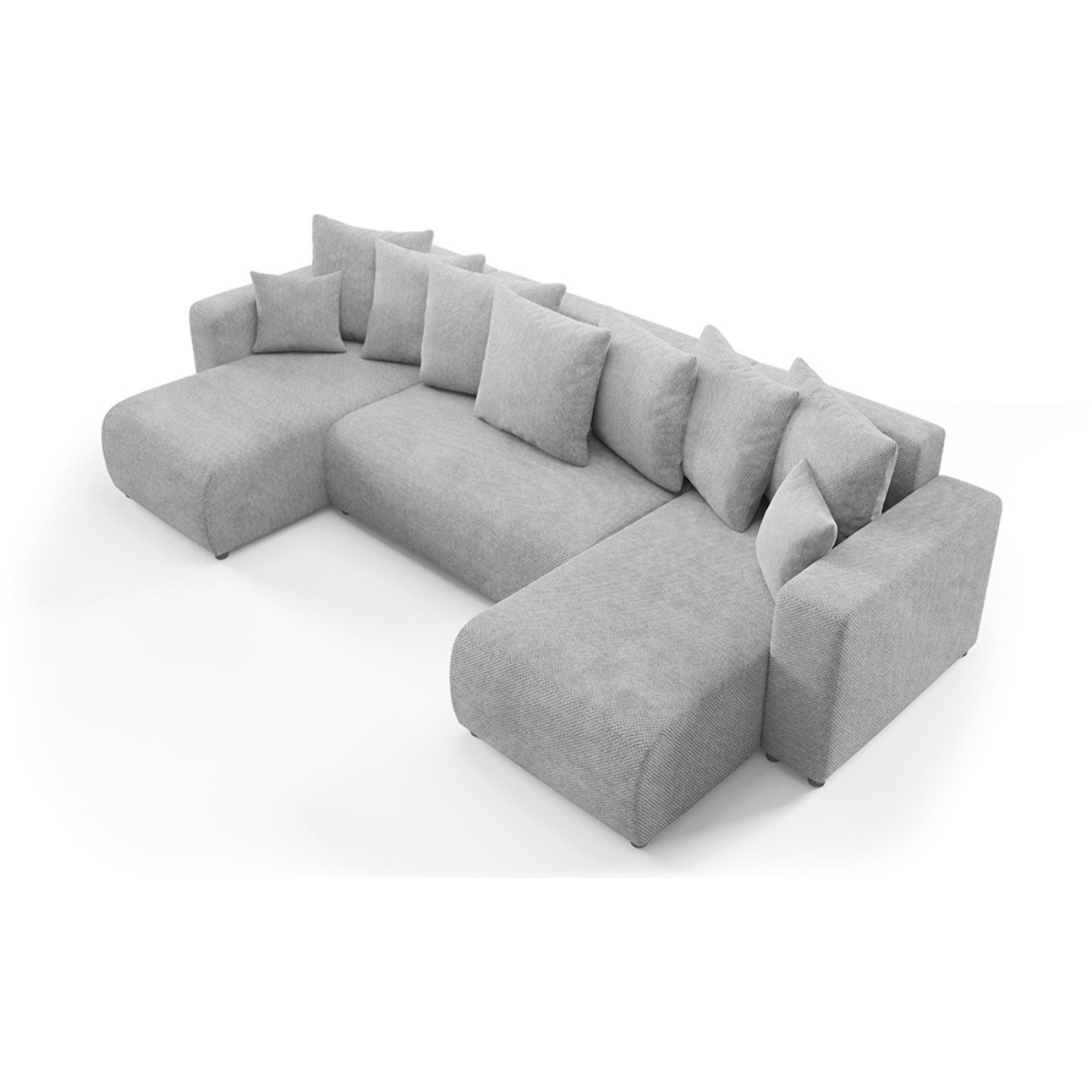 GLORIA - Canapé panoramique 6 places en tissu gris