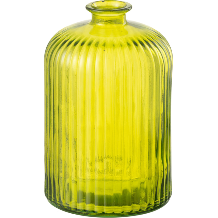 J-Line Vase Bottle Stripe Glass Yellow Large