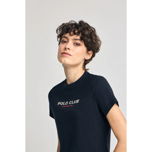 Maglietta basic blu marino con logo in gomma Polo Club