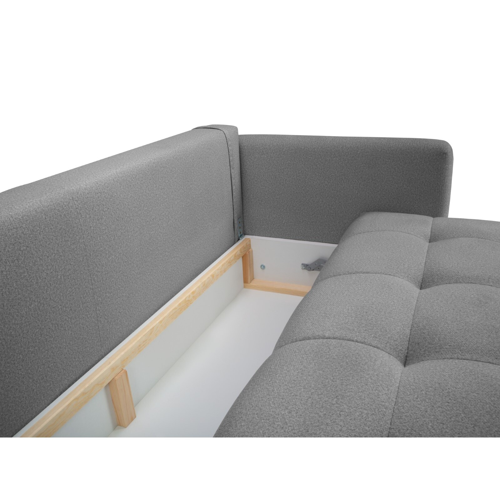 Canapé convertible avec coffre de rangement "Madrid" 3 places en tissu structurel gris