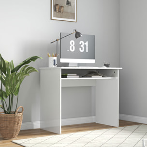 Bureau informatique multimédia multi-rangement  1 étagère - 90l x 50P x 74H cm blanc