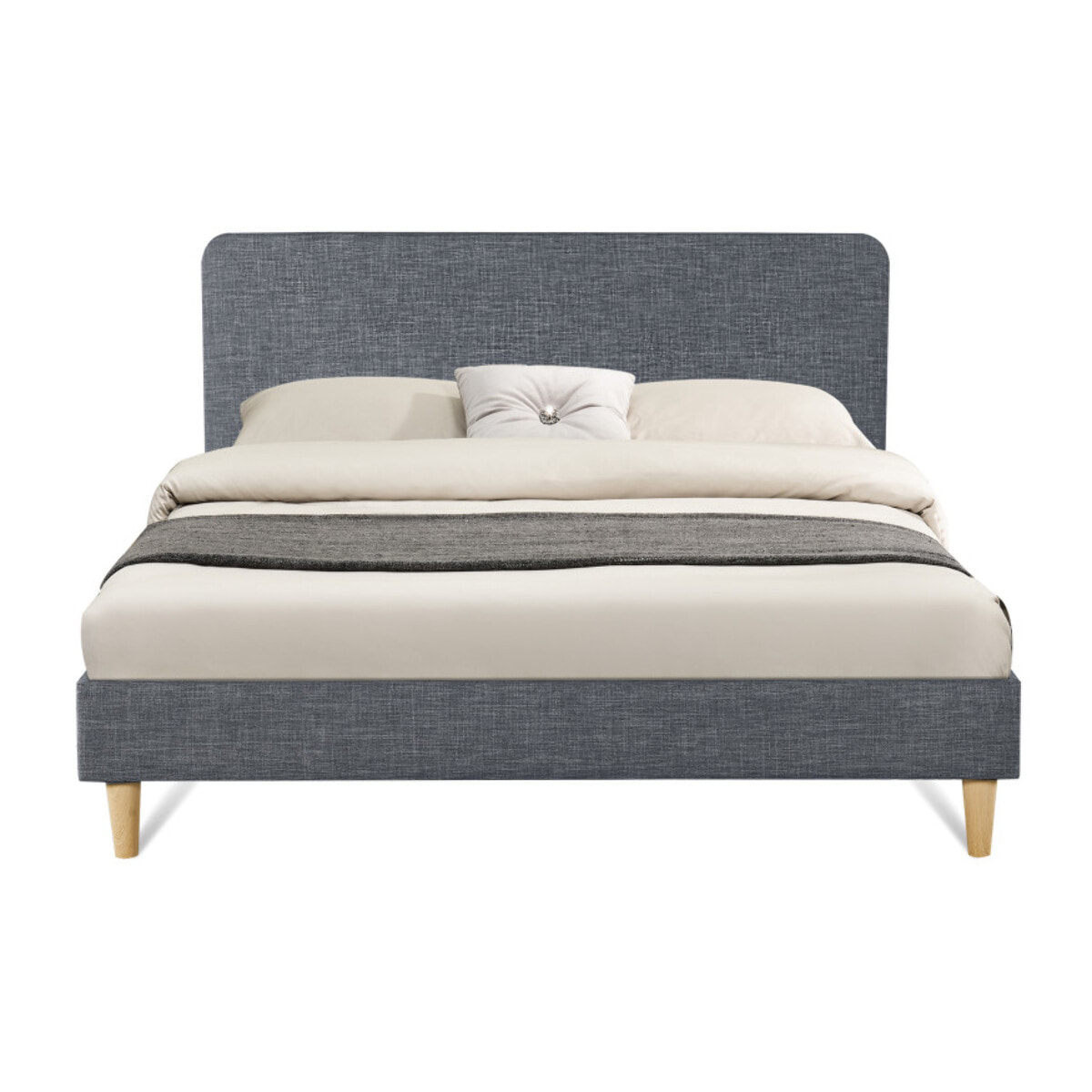 Lit double bois Evy pieds bois