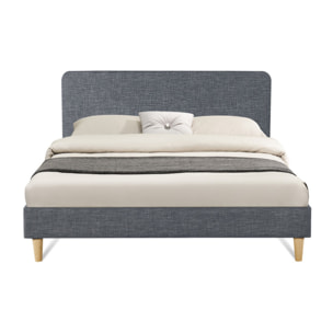 Lit double bois Evy pieds bois