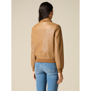 Oltre - Chaqueta bomber perforada - Beige
