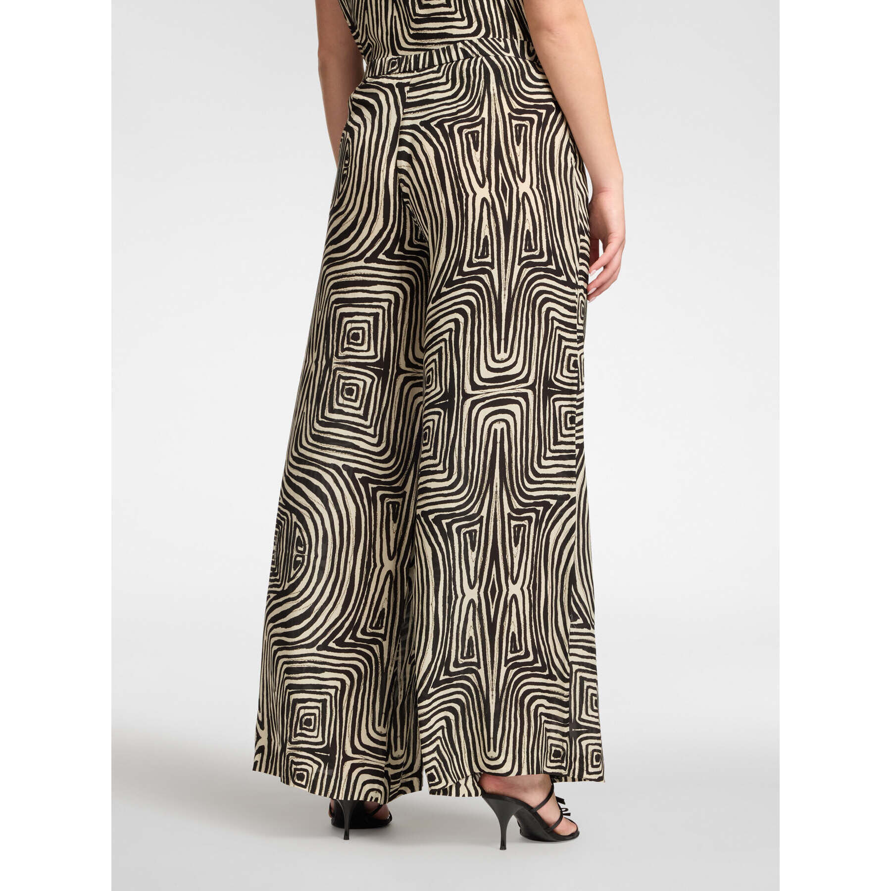 Elena Mirò - Pantalones palazzo estampados en viscosa - Negro