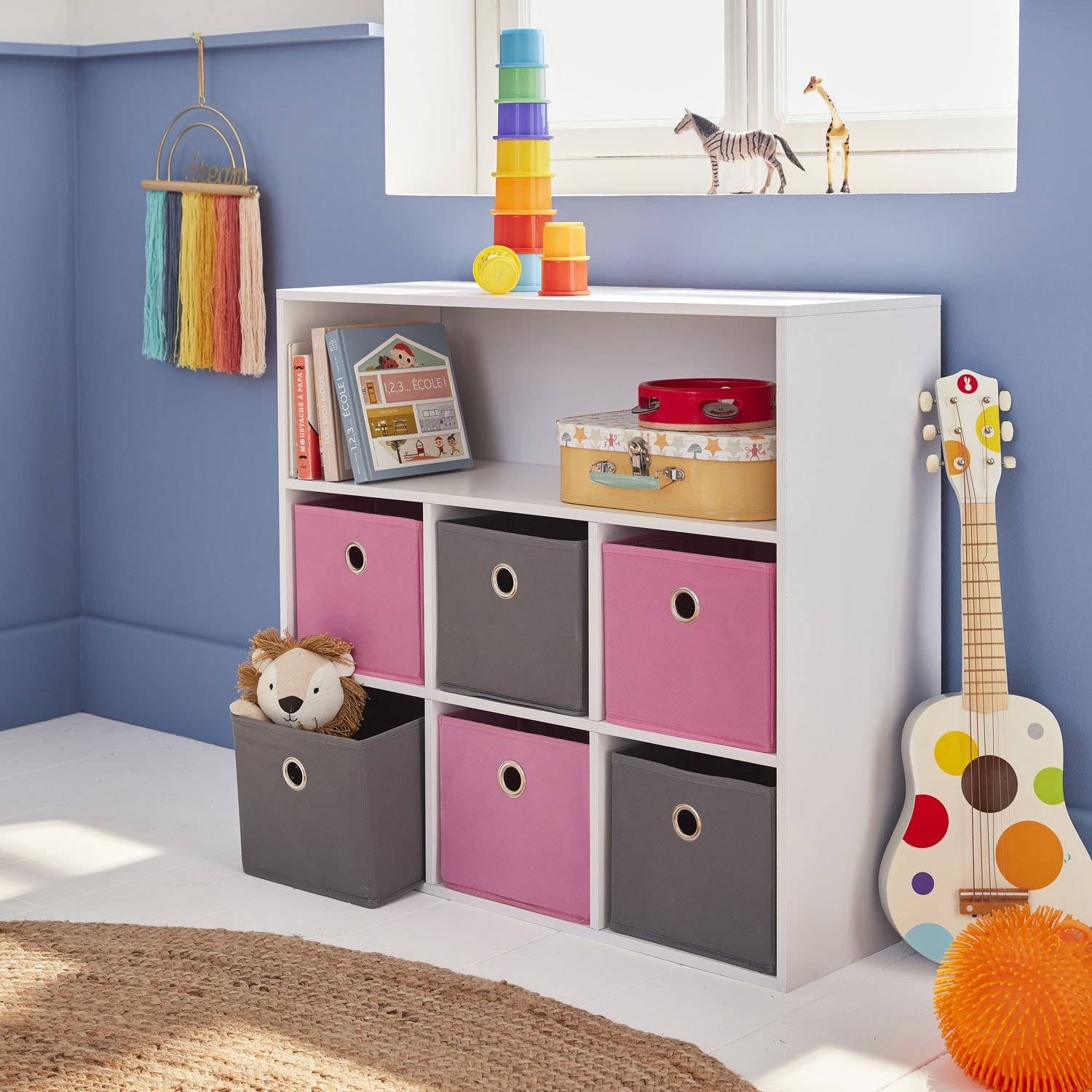 Meuble rangement enfant 6 paniers CAMILLE