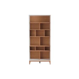 Bibliothèque scandinave en bois clair chêne et blanc L90 cm ABEL