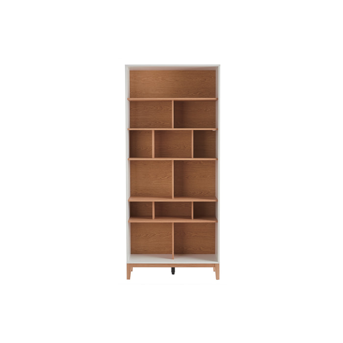 Bibliothèque scandinave en bois clair chêne et blanc L90 cm ABEL