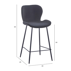 Lot de 2 chaises de bar en velours noir BARBARA