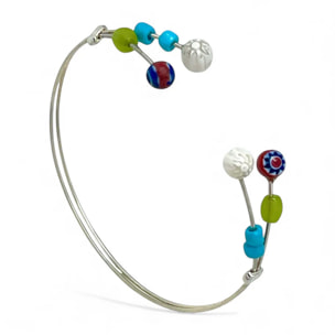 Pulsera multicolor hilo plata de ley ajustable Palta Única cristl