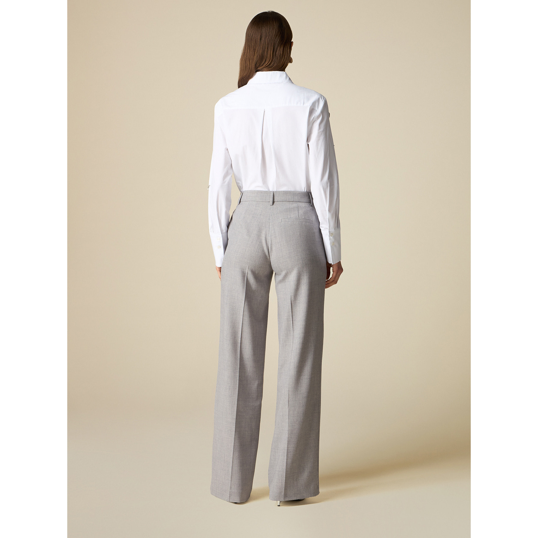 Oltre - Pantalón modelo palazzo de tejido mélange - Gris