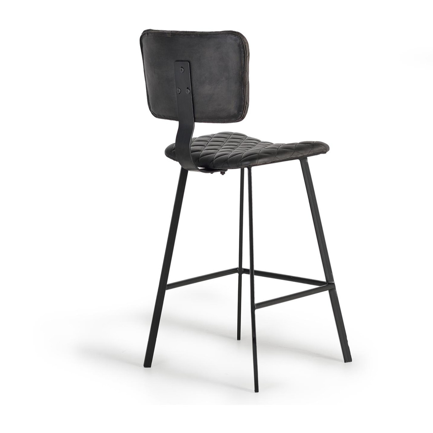 Taburete de Cuero 45 Cm Estilo Industrial Moderno