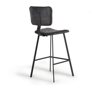 Taburete de Cuero 45 Cm Estilo Industrial Moderno
