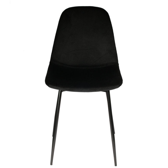 Chaise Velours Cotele Giulia Noir - Lot De 4