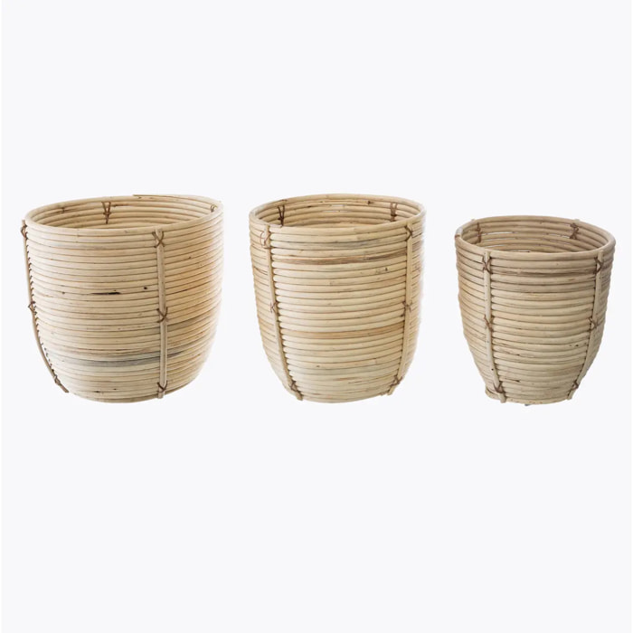 Set de 3 pots - rotin D35 cm