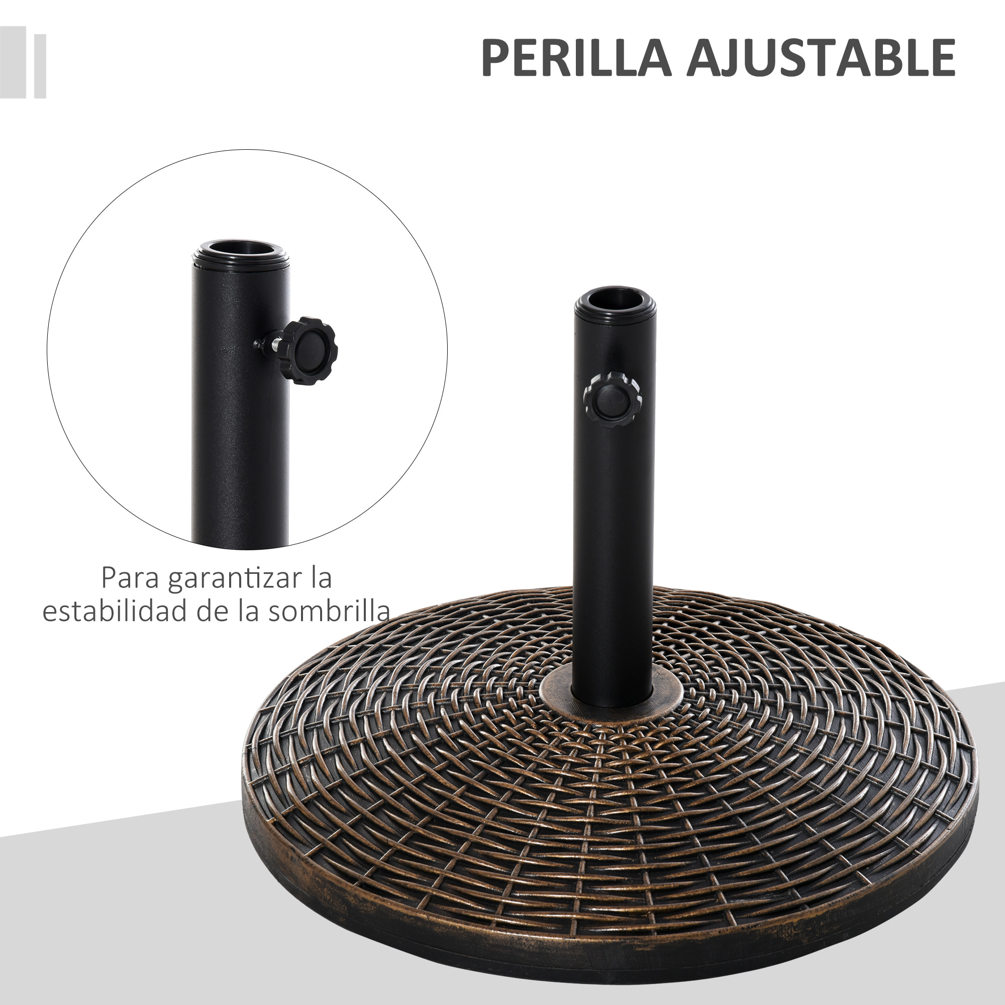 Base De Sombrilla Universal Redondo De Hdpe Φ53x30cm Bronce