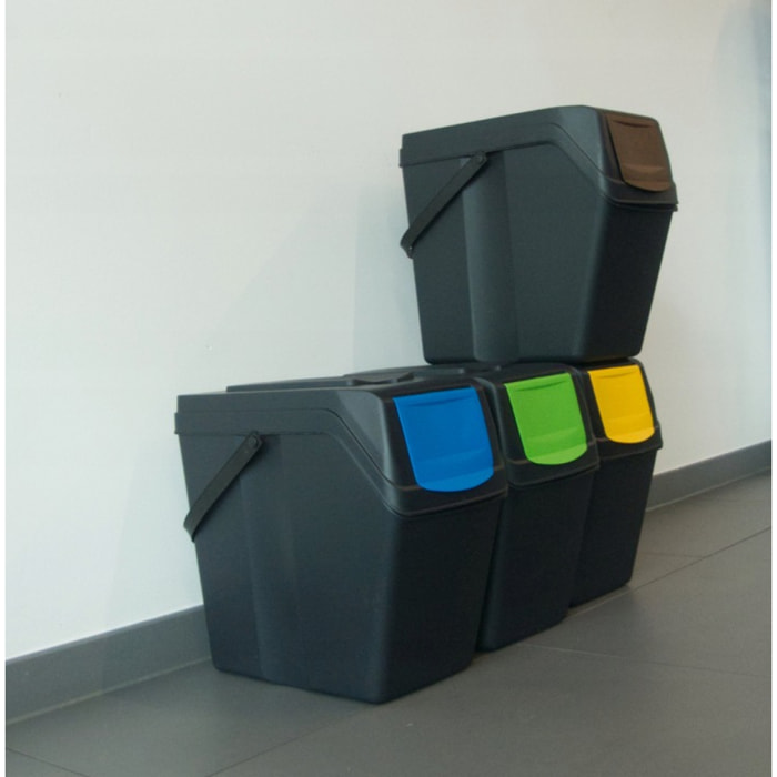 Juego de 4 cubos de reciclaje 80L Prosperplast Sortibox, antracita